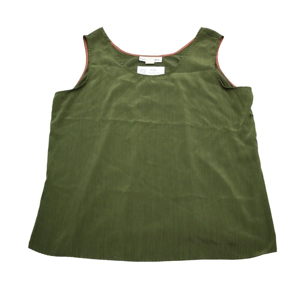 David Benjamin Shirt Womens 16 Green Sleeveless Round Neck Polyester Blouse